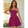 imageAllegra K Womens Sexy Strapless Party Dress Sweetheart Neck Off Shoulder Sleeveless Halloween Mini DressPurple Red