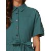 imageAllegra K Womens Short Sleeve Collared Cropped Coverall Button Down Tie Waist Cotton Cargo JumpsuitBlue Green