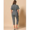 imageAllegra K Womens Short Sleeve Collared Cropped Coverall Button Down Tie Waist Cotton Cargo JumpsuitDark Gray
