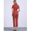 imageAllegra K Womens Short Sleeve Collared Cropped Coverall Button Down Tie Waist Cotton Cargo JumpsuitRed