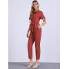 imageAllegra K Womens Short Sleeve Collared Cropped Coverall Button Down Tie Waist Cotton Cargo JumpsuitRed