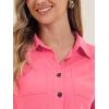imageAllegra K Womens Short Sleeve Collared Cropped Coverall Button Down Tie Waist Cotton Cargo JumpsuitWatermelon Red