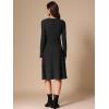 imageAllegra K Womens Sweater Dress Long Sleeve A Line Tie Waist Ribbed Knit DressesBlack