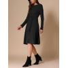 imageAllegra K Womens Sweater Dress Long Sleeve A Line Tie Waist Ribbed Knit DressesBlack
