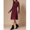 imageAllegra K Womens Sweater Dress Long Sleeve A Line Tie Waist Ribbed Knit DressesBurgundy