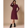 imageAllegra K Womens Sweater Dress Long Sleeve A Line Tie Waist Ribbed Knit DressesBurgundy