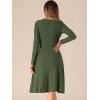 imageAllegra K Womens Sweater Dress Long Sleeve A Line Tie Waist Ribbed Knit DressesDark Green
