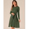 imageAllegra K Womens Sweater Dress Long Sleeve A Line Tie Waist Ribbed Knit DressesDark Green