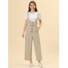 imageAllegra K Womens Wide Leg Overalls Loose Fit Belted High Waist Suspenders JumpsuitsBeige
