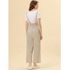 imageAllegra K Womens Wide Leg Overalls Loose Fit Belted High Waist Suspenders JumpsuitsBeige