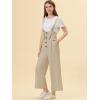 imageAllegra K Womens Wide Leg Overalls Loose Fit Belted High Waist Suspenders JumpsuitsBeige
