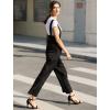 imageAllegra K Womens Wide Leg Overalls Loose Fit Belted High Waist Suspenders JumpsuitsBlack