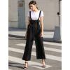 imageAllegra K Womens Wide Leg Overalls Loose Fit Belted High Waist Suspenders JumpsuitsBlack