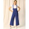 imageAllegra K Womens Wide Leg Overalls Loose Fit Belted High Waist Suspenders JumpsuitsBlue