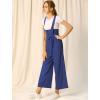 imageAllegra K Womens Wide Leg Overalls Loose Fit Belted High Waist Suspenders JumpsuitsBlue