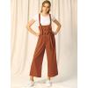 imageAllegra K Womens Wide Leg Overalls Loose Fit Belted High Waist Suspenders JumpsuitsBrown