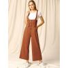 imageAllegra K Womens Wide Leg Overalls Loose Fit Belted High Waist Suspenders JumpsuitsBrown