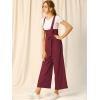 imageAllegra K Womens Wide Leg Overalls Loose Fit Belted High Waist Suspenders JumpsuitsBurgundy