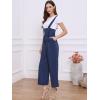 imageAllegra K Womens Wide Leg Overalls Loose Fit Belted High Waist Suspenders JumpsuitsDark Blue