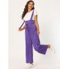 imageAllegra K Womens Wide Leg Overalls Loose Fit Belted High Waist Suspenders JumpsuitsGrape
