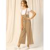 imageAllegra K Womens Wide Leg Overalls Loose Fit Belted High Waist Suspenders JumpsuitsKhaki
