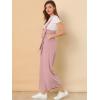 imageAllegra K Womens Wide Leg Overalls Loose Fit Belted High Waist Suspenders JumpsuitsPink