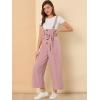 imageAllegra K Womens Wide Leg Overalls Loose Fit Belted High Waist Suspenders JumpsuitsPink