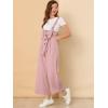 imageAllegra K Womens Wide Leg Overalls Loose Fit Belted High Waist Suspenders JumpsuitsPink