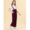 imageAllegra K Womens Wide Leg Overalls Loose Fit Belted High Waist Suspenders JumpsuitsPurplish Red