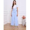 imageAllegra K Womens Wide Leg Overalls Loose Fit Belted High Waist Suspenders JumpsuitsSky Blue