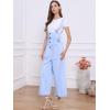 imageAllegra K Womens Wide Leg Overalls Loose Fit Belted High Waist Suspenders JumpsuitsSky Blue