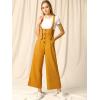 imageAllegra K Womens Wide Leg Overalls Loose Fit Belted High Waist Suspenders JumpsuitsYellow