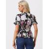 imageAllegra K Womens Wrap Peplum Top Blouse 2025 Summer Floral Short Sleeve Ruffle V Neck Belted ShirtsBlackfloral