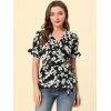 imageAllegra K Womens Wrap Peplum Top Blouse 2025 Summer Floral Short Sleeve Ruffle V Neck Belted ShirtsBlackwhite