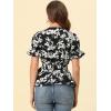 imageAllegra K Womens Wrap Peplum Top Blouse 2025 Summer Floral Short Sleeve Ruffle V Neck Belted ShirtsBlackwhite