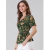 imageAllegra K Womens Wrap Peplum Top Blouse 2025 Summer Floral Short Sleeve Ruffle V Neck Belted ShirtsGreen