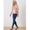 imageAllegra K Womens Wrap Peplum Top Blouse 2025 Summer Floral Short Sleeve Ruffle V Neck Belted ShirtsOrange