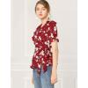 imageAllegra K Womens Wrap Peplum Top Blouse 2025 Summer Floral Short Sleeve Ruffle V Neck Belted ShirtsRed