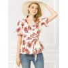 imageAllegra K Womens Wrap Peplum Top Blouse 2025 Summer Floral Short Sleeve Ruffle V Neck Belted ShirtsWhite