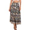 imageAllegra K Boho Skirt for Womens Casual Peasant Floral Bohemian Tassels Elastic Waist Maxi SkirtsBlack