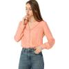 imageAllegra K Womens 1950s Vintage Long Sleeve Printed Button Down Tops Small Dark Pink Heart