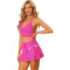 imageAllegra K Womens 2 Pieces Bikini Set Hollow Out Cami Top Mini Skirt Summer Beach Crochet Knit SetsHot Pink