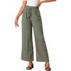 imageAllegra K Womens 2025 Summer Casual Pants Loose High Waist Drawstring Wide Leg Palazzo Trousers with PocketsArmy Green