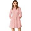 imageAllegra K Womens 34 Sleeve Button Front Flare Mini Shirt Dress Small Pink