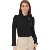 imageAllegra K Womens Fall Blouse 2025 Long Sleeve Ruffle Tie Neck Business Work TopBlack