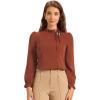 imageAllegra K Womens Fall Blouse 2025 Long Sleeve Ruffle Tie Neck Business Work TopCaramel