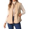 imageAllegra K Womens Fleece Vest Button Down Sleeveless Jacket with Pockets Oversized Fuzzy VestsBrown
