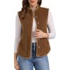 imageAllegra K Womens Fleece Vest Button Down Sleeveless Jacket with Pockets Oversized Fuzzy VestsDark Brown