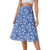 imageAllegra K Womens Floral Skirt ALine Midi Skirt Chiffon Elegant 2025 Fall SkirtsBlue White