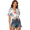 imageAllegra K Womens Hawaiian Shirts Floral Top Printed Short Sleeve Button Down Shirt Summer Tropical TopsWhite a